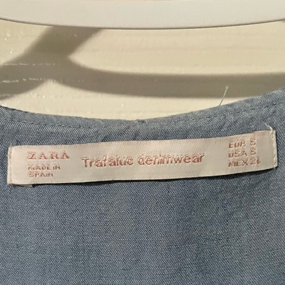 Zara Denim Ruffled Wrap Top - Picture 8 of 9